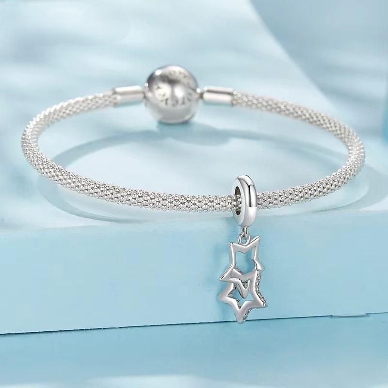 Charm/talisman argint 925, JW1650, model stelute, placat cu rodiu