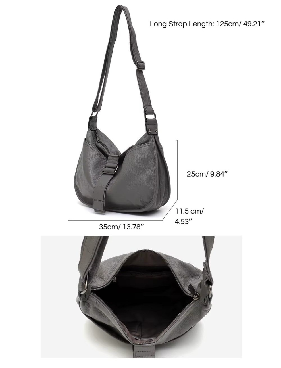 Geanta dama, Taelia GT3355, piele naturala, Gri