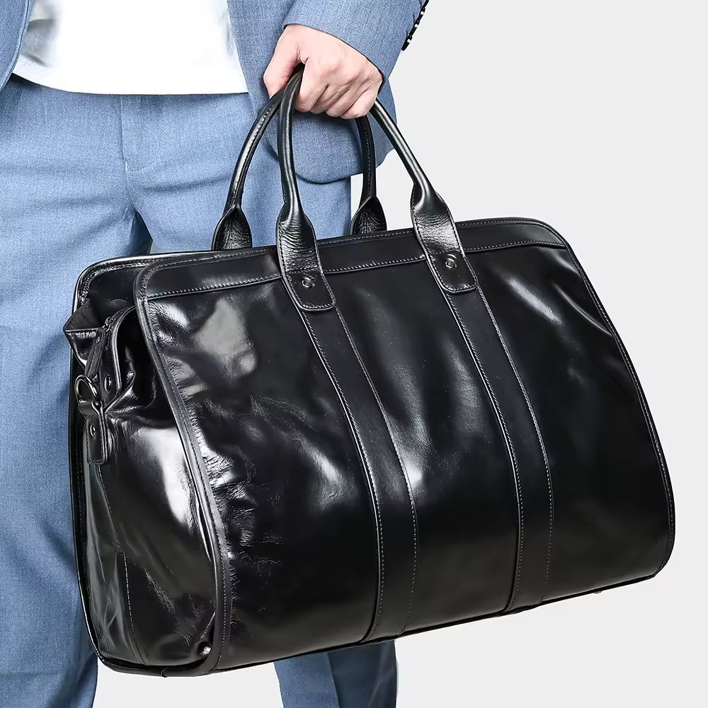 Geanta de calatorie unisex, Amiran GT3278, piele naturala, Negru - 2 | YEO