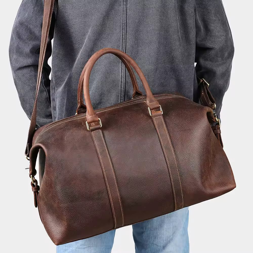Geanta de calatorie unisex, Faelan GT3288, piele naturala, Maro - 3 | YEO