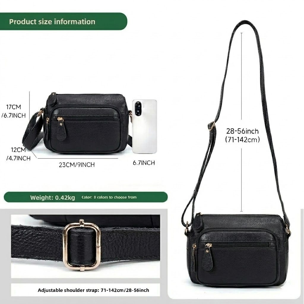 Geanta de dama, Caroline GT3832, piele naturala, Negru - imagine 5