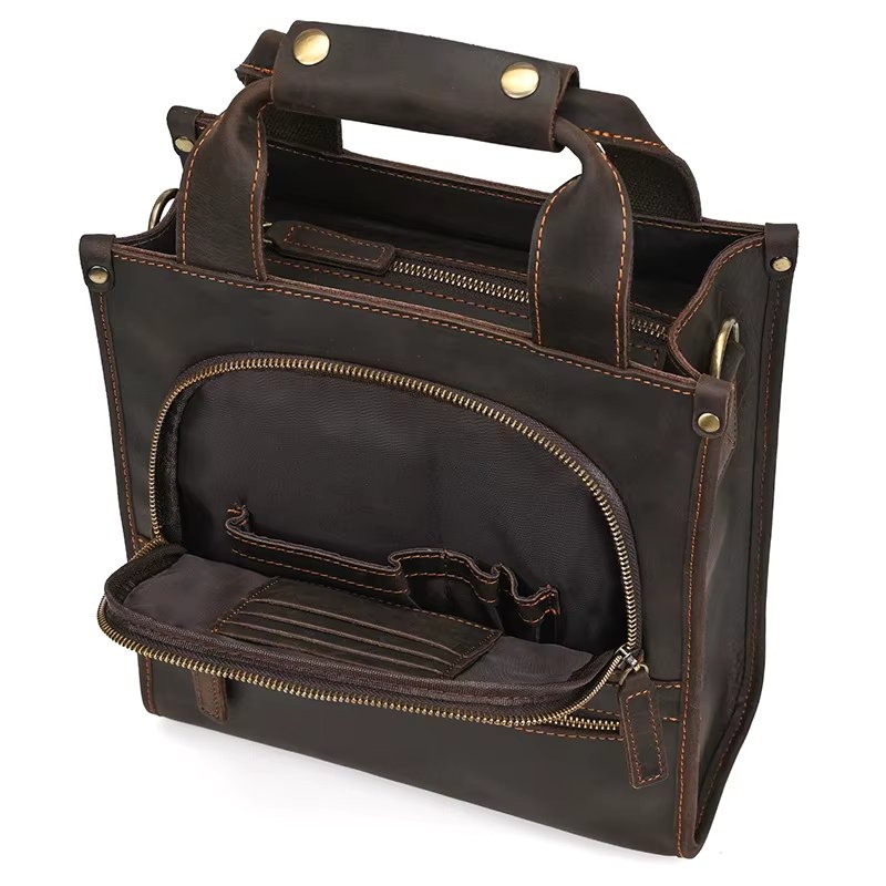 Geanta pentru barbati, Zian GT3266, piele naturala, Maro - 1 | YEO