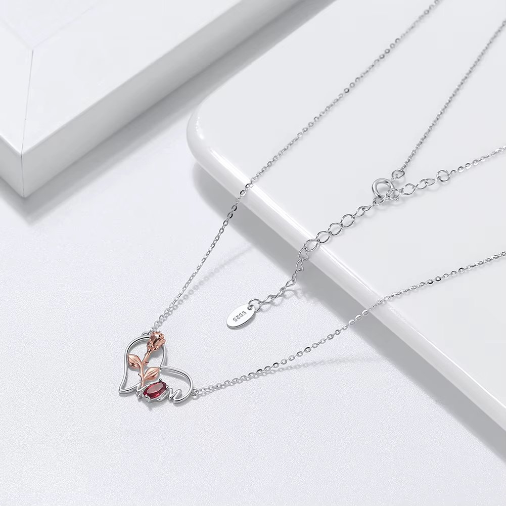 Lantisor argint 925, JW1697, model Mom, placat cu rodiu