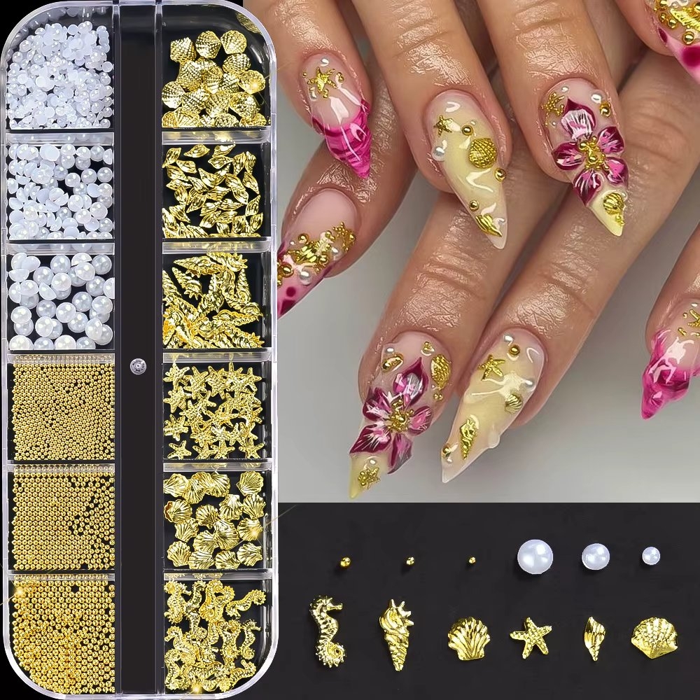 Ornamente unghii Marquise, RHINE17, Auriu