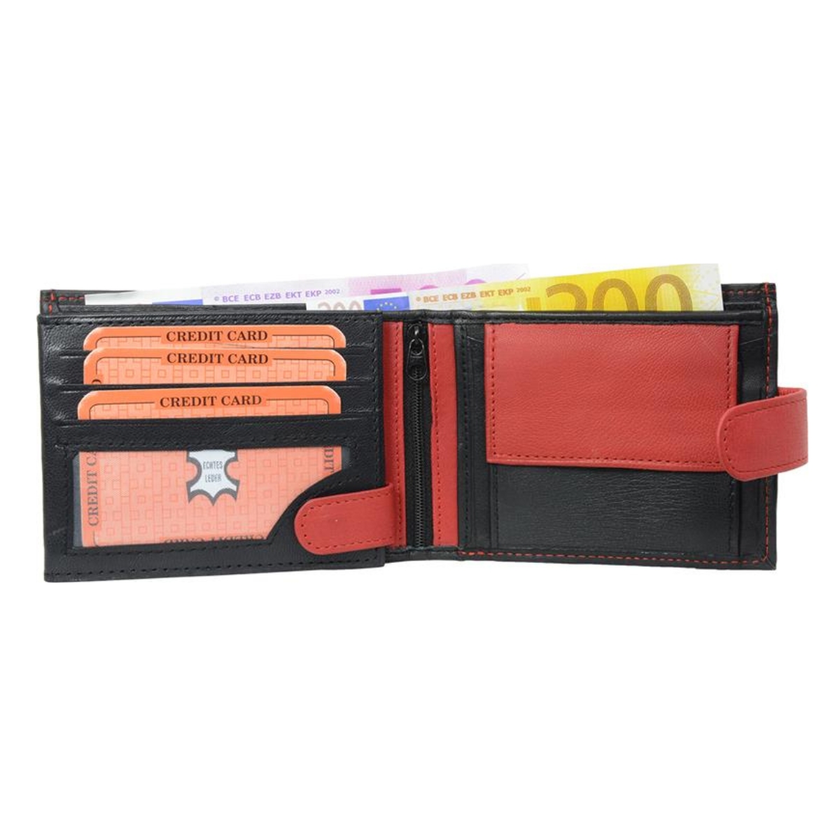 Portofel barbati Delis, Nick PT1438, piele naturala, Negru/ Rosu