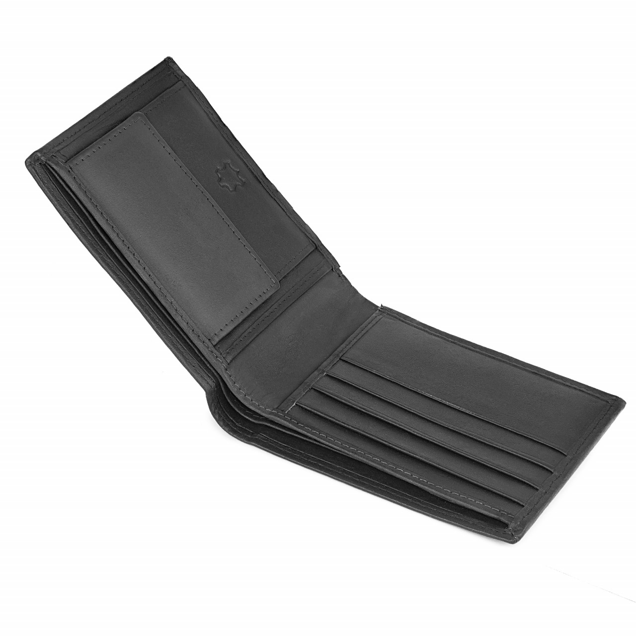 Portofel bărbați Ronno, piele naturală, model pliabil, negru — imaginea 2
