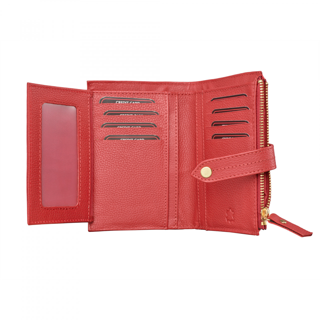 Portofel dama Marquise, Leandra PT1499, piele naturala, Rosu - imagine 2