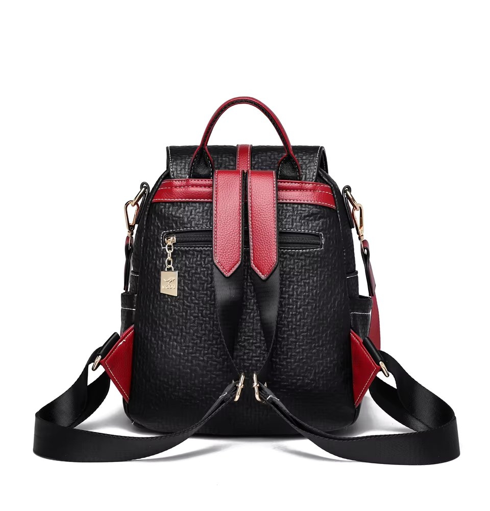 Rucsac dama, Iliris GT3605, Negru/Rosu - 3 | YEO