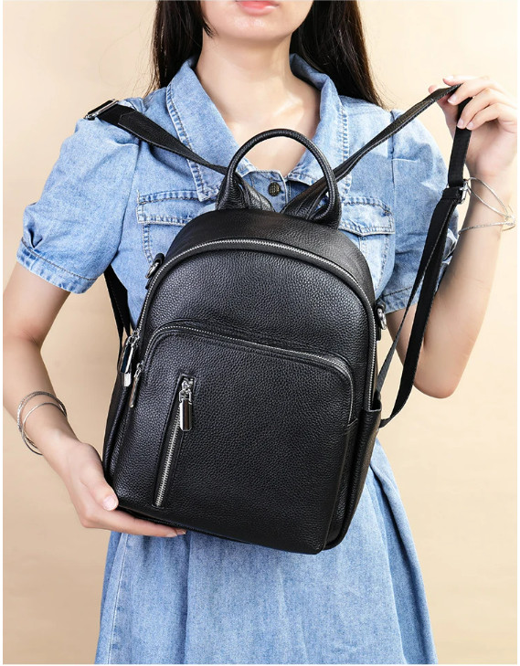 Rucsac de dama, Arianwen GT2737, piele naturala, Negru - 1 | YEO