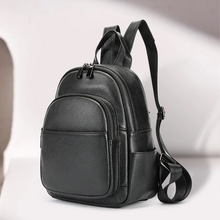 Rucsac de dama, Eulalia GT2736, piele naturala, Negru