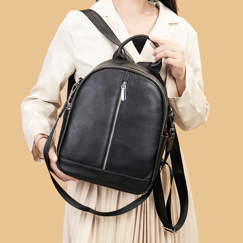 Rucsac de dama, Isadora GT2740, piele naturala, Negru - 4 | YEO