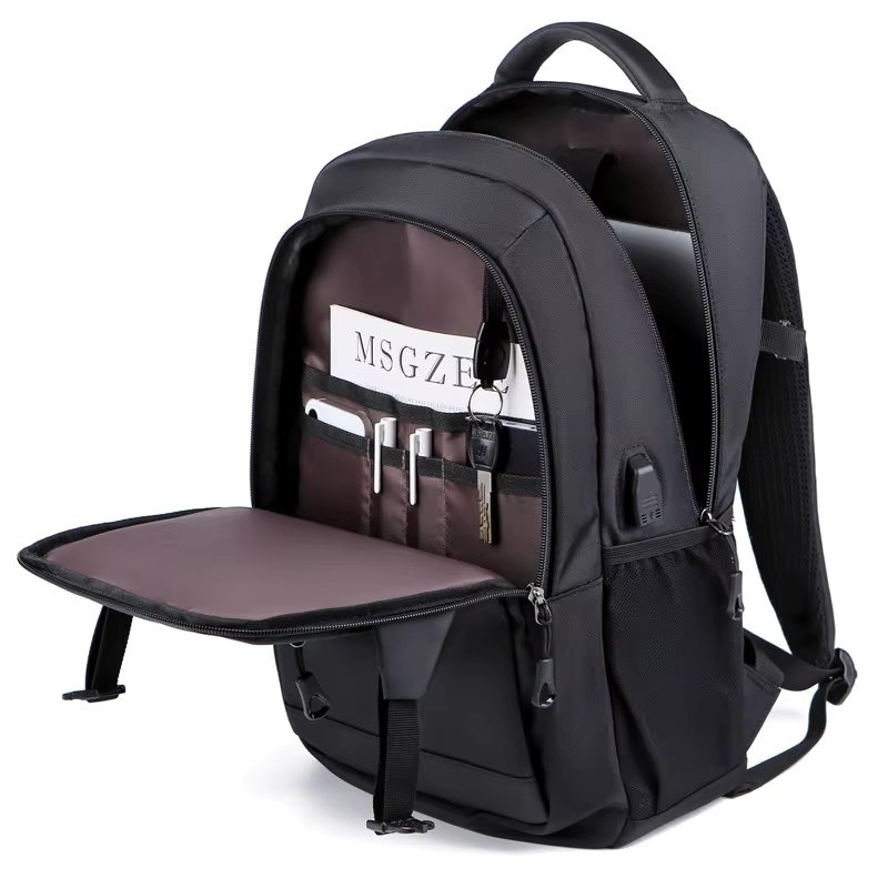 Rucsac unisex, Zerian GT3745, port USB, Negru