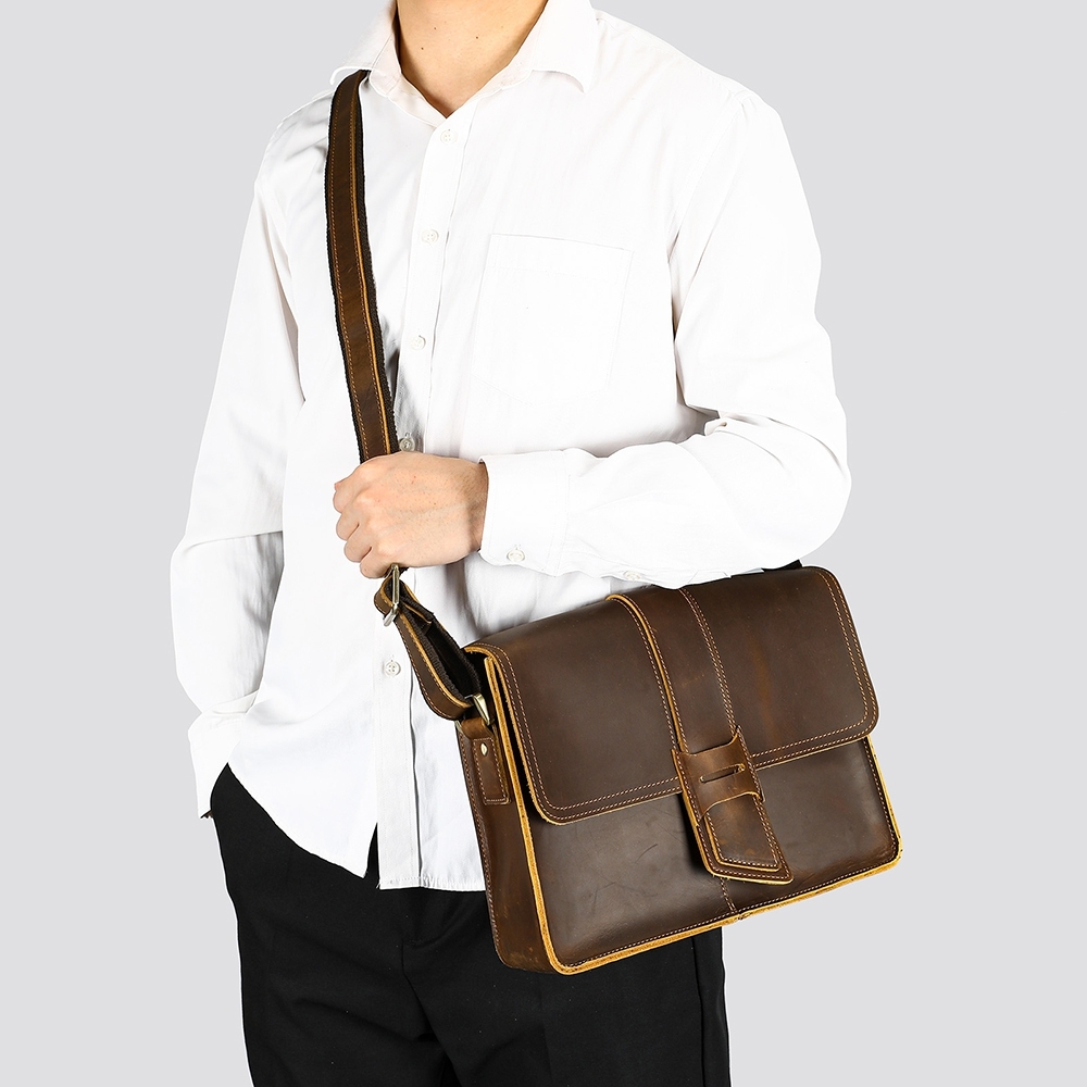 Servieta pentru barbati, Aderin GT3805, piele naturala, Negru - imagine 5