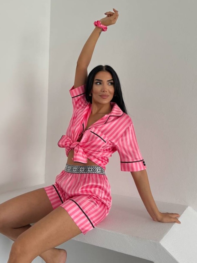 Set pijama dama din doua piese, cu nasturi – 2500158, Roz - imagine 2