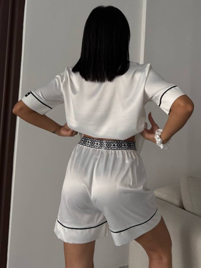 Set pijama dama din doua piese, cu nasturi – 2500189, Alb - imagine 7