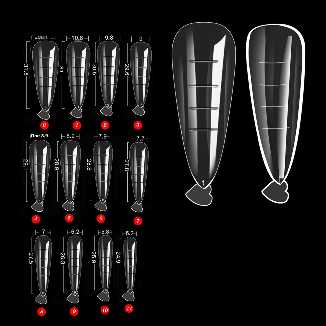 Tipsuri reutilizabile Marquise, TIPS13, Stiletto, 120 buc