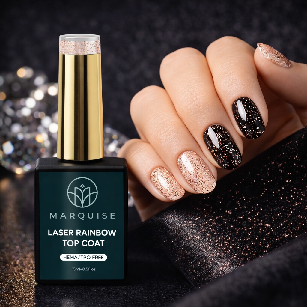 Top Coat Laser Rainbow HEMA/TPO FREE, Marquise, Rosu, 15 ml - imagine 2