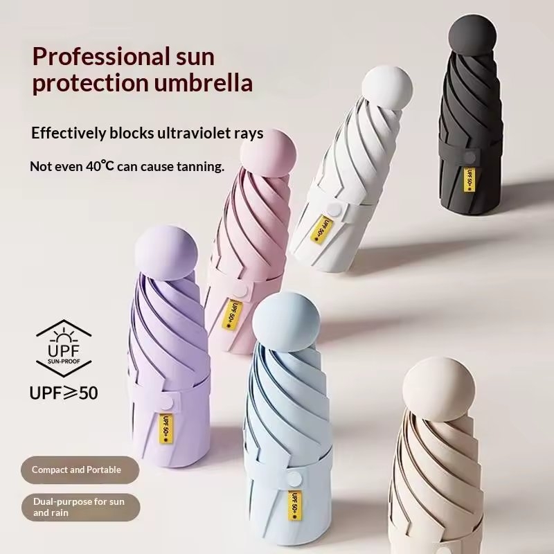 Umbrelă mini pliabilă, protecție UV, compactă de poșetă, roz, UMB006 — imaginea 2