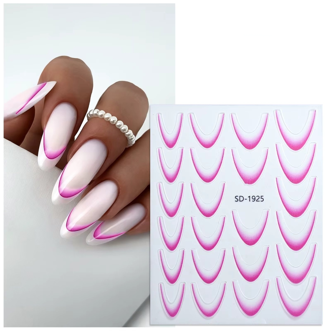 Abtibilduri unghii french Marquise, STICKER61, Fucsia