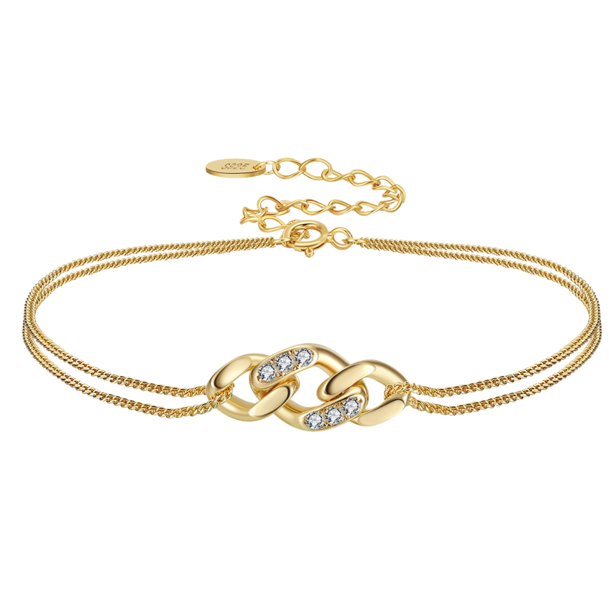 Bratara din argint 925 pentru dama, JW1774, model dublu, placata cu aur