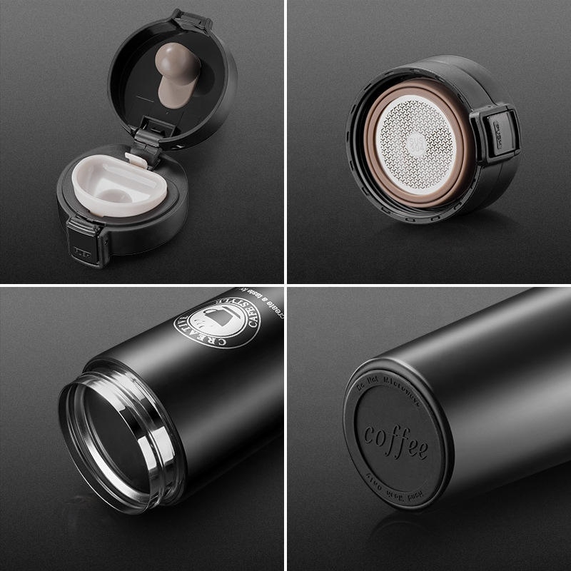 Cană termos inox cu capac flip, 550 ml, maro cafea, TRM019 — imaginea 4