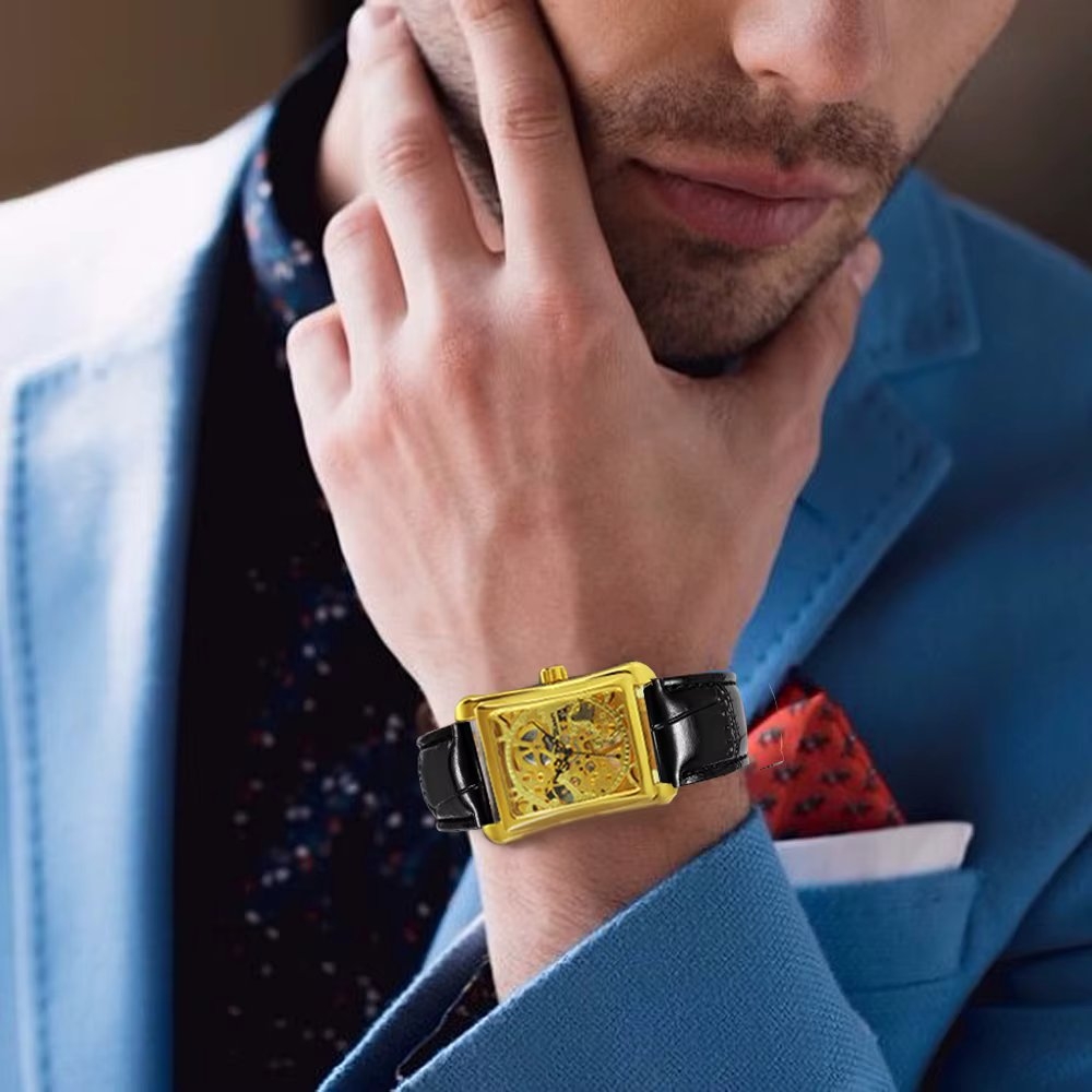 Ceas barbatesc Winner CS1744, automatic, piele naturala, negru, cadran argintiu - 1 | YEO
