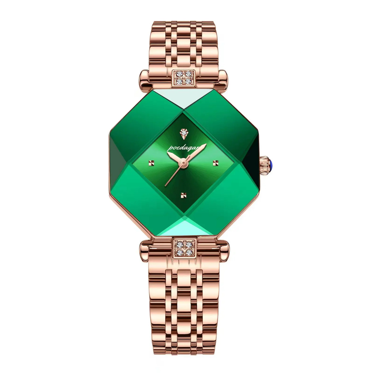 Ceas dama Poedagar CS1499, otel inoxidabil, rose gold, cadran verde