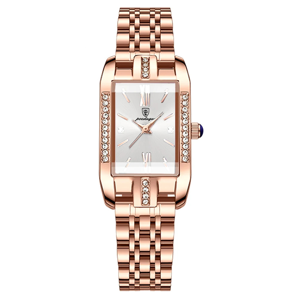 Ceas dama Poedagar CS1514, otel inoxidabil, rose gold, cadran alb