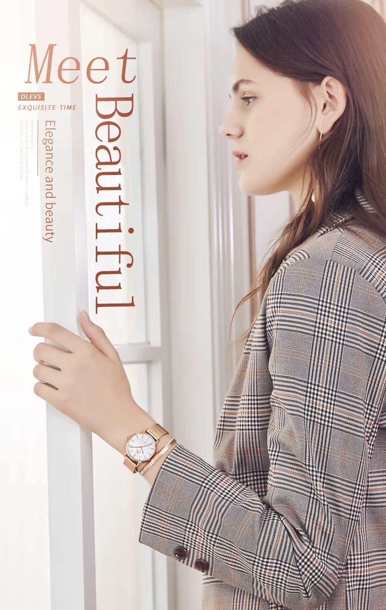 Ceas de dama Olevs CS1922, otel inoxidabil, rose gold, cadran alb - 1 | YEO