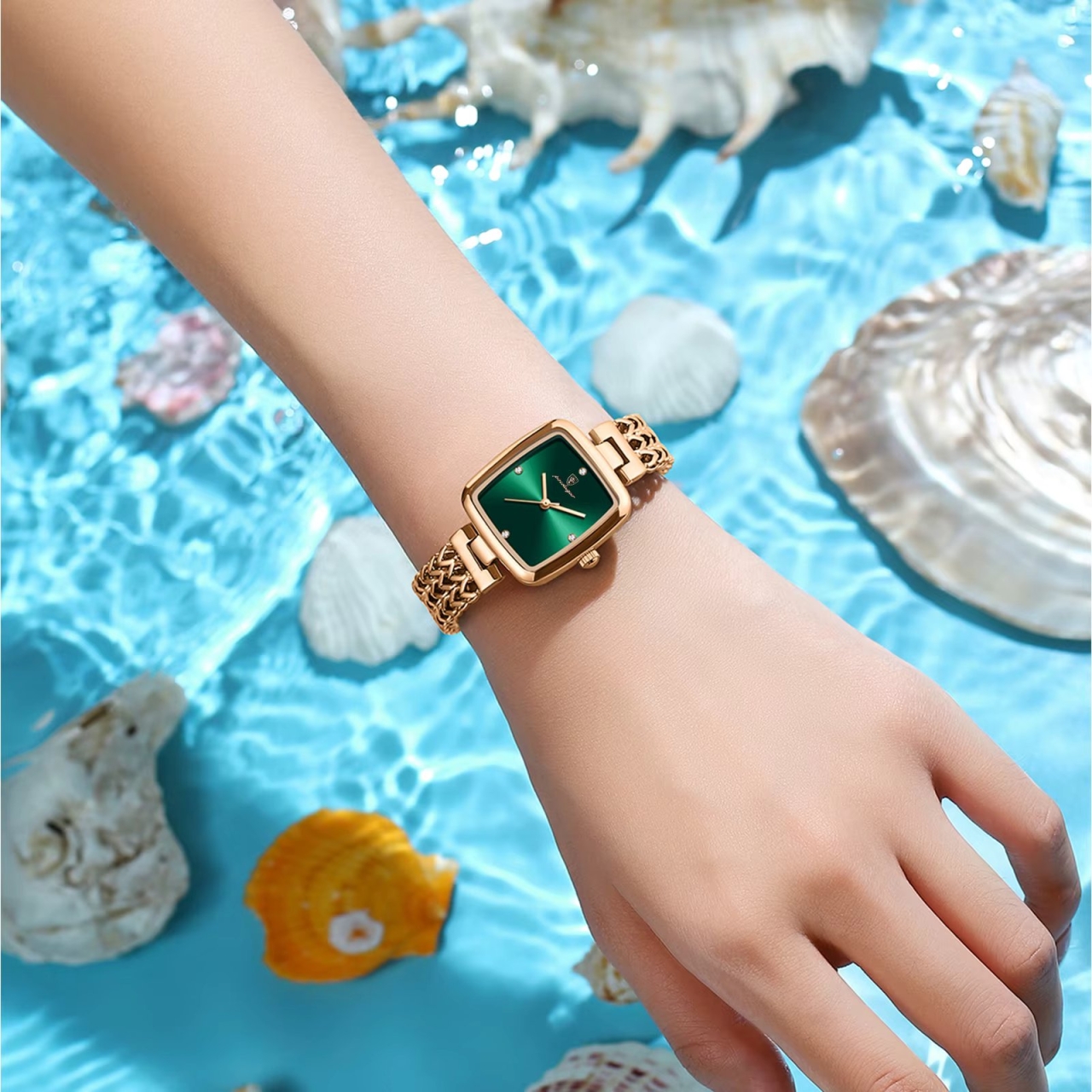Ceas de dama Poedagar CS1912, otel inoxidabil, rose gold, cadran alb