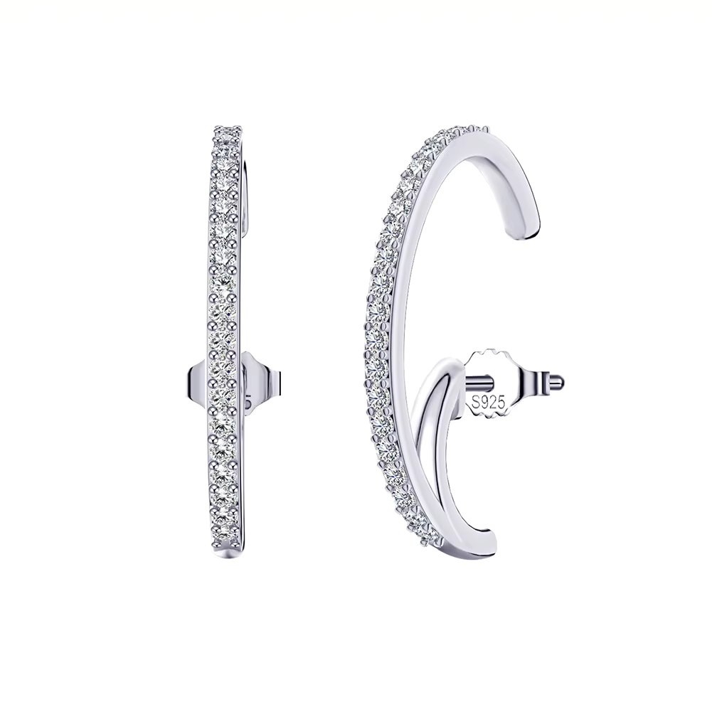 Cercei argint 925, JW1772, model semicerc, placati cu rodiu