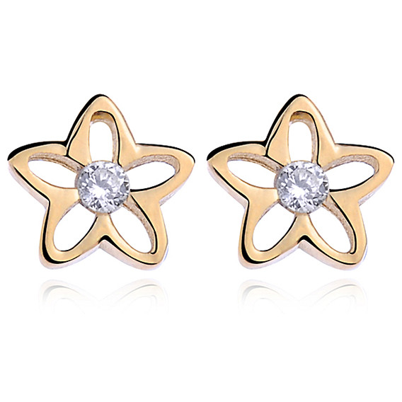 Cercei argint 925, JW286, model floare, placat cu aur