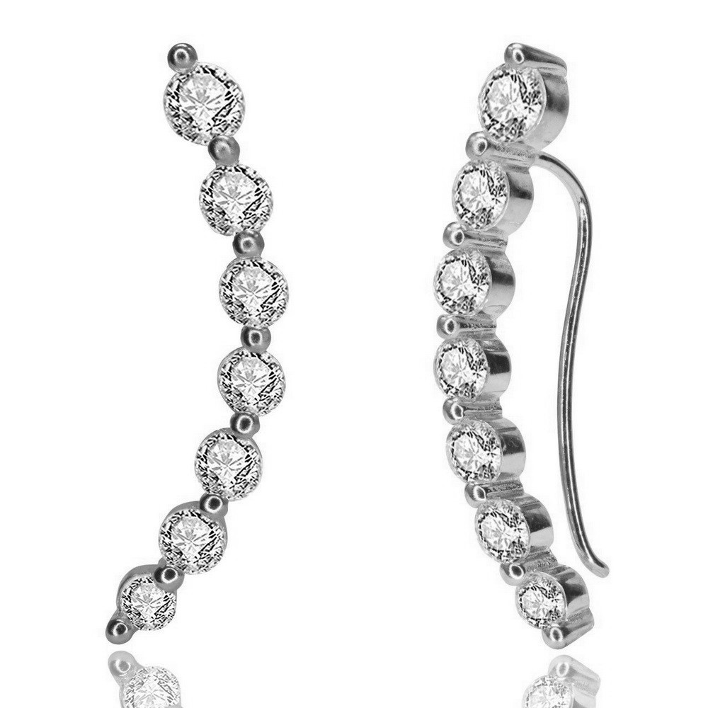 Cercei ear cuffs argint 925, JW674, model elegant, placat cu rodiu