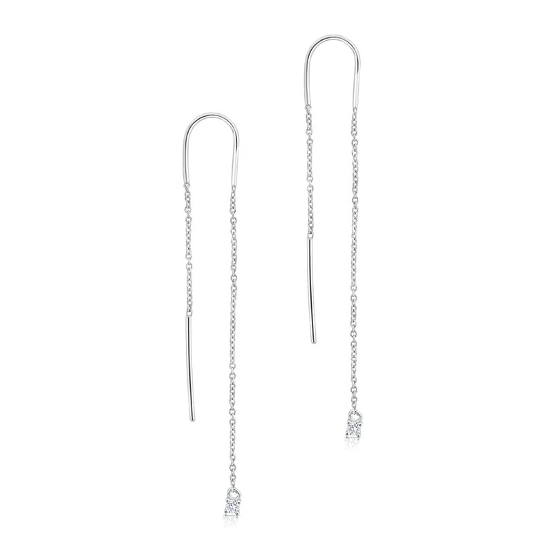 Cercei lungi argint 925, JW1070, model cu zirconiu, placati cu rodiu