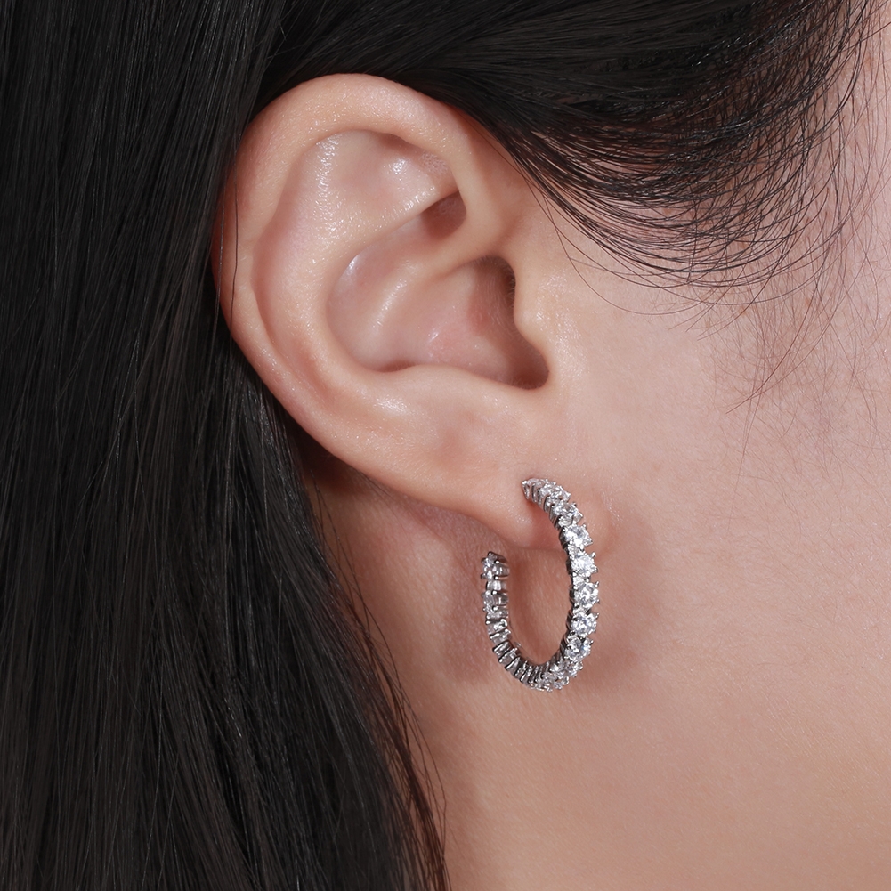 Cercei rotunzi argint 925, JW1791, model elegant, placati cu aur