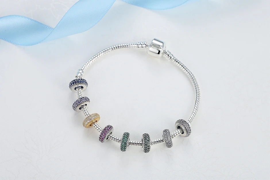 Charm/talisman argint 925, JW1186, model elegant cu pietre roz, placat cu rodiu - imagine 2