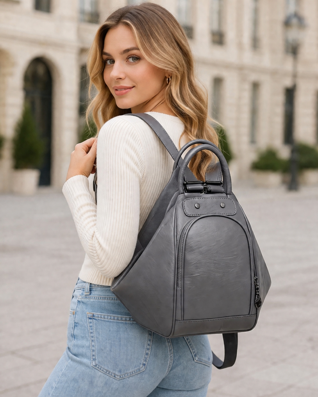 Geanta dama Eda GT1208, gri - imagine 2