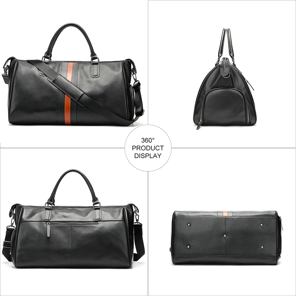 Geanta de calatorie, Alviro GT3803, piele naturala, Negru - imagine 2