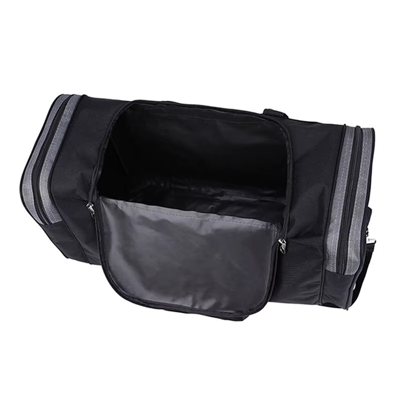 Geantă de călătorie unisex textil, buzunare cu fermoar, curea de umăr, gri — imaginea 5