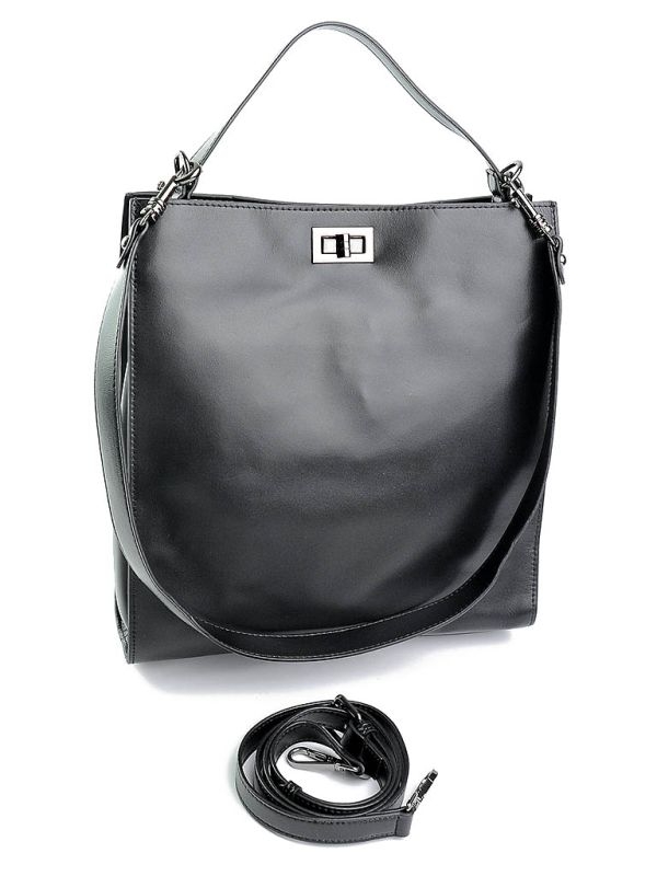 Geanta de dama, 7735, piele naturala, Neagra