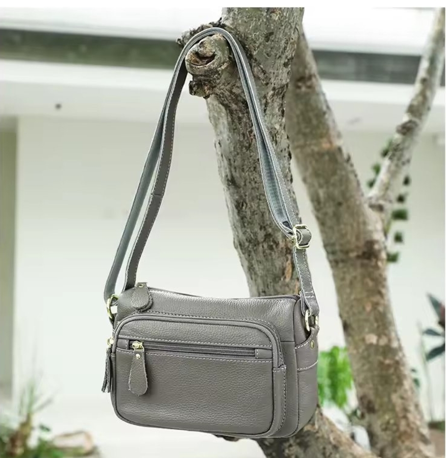 Geanta de dama, Caroline GT3834, piele naturala, Gri