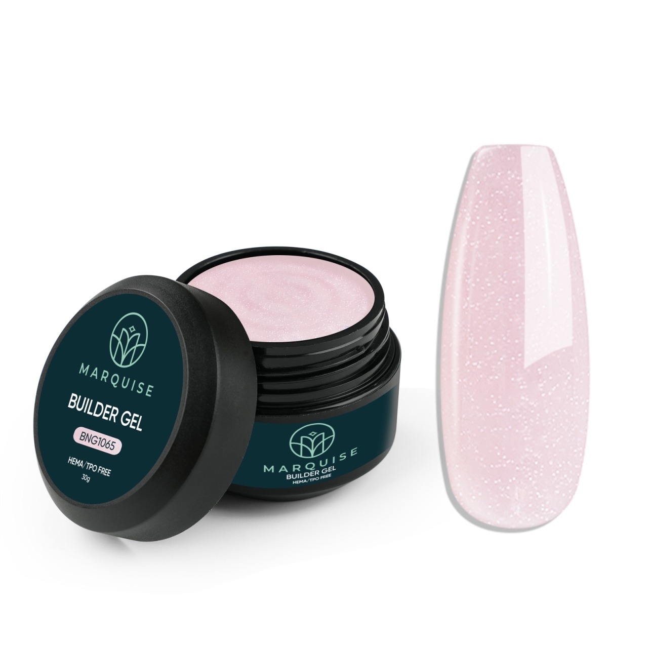 Gel UV Constructie Unghii HEMA/TPO FREE, Marquise, Glitter BNG1065, 30 g