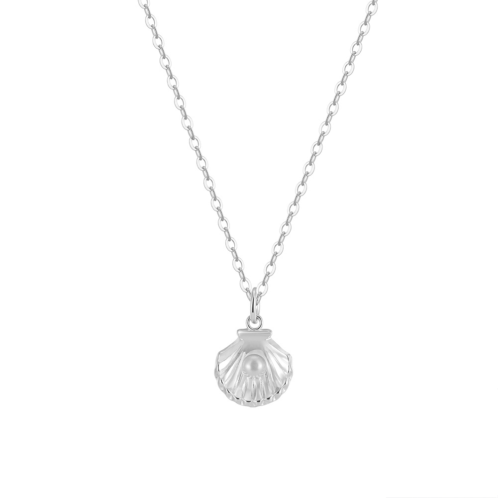 Lantisor argint 925, JW1541, model scoica, placat cu rodiu