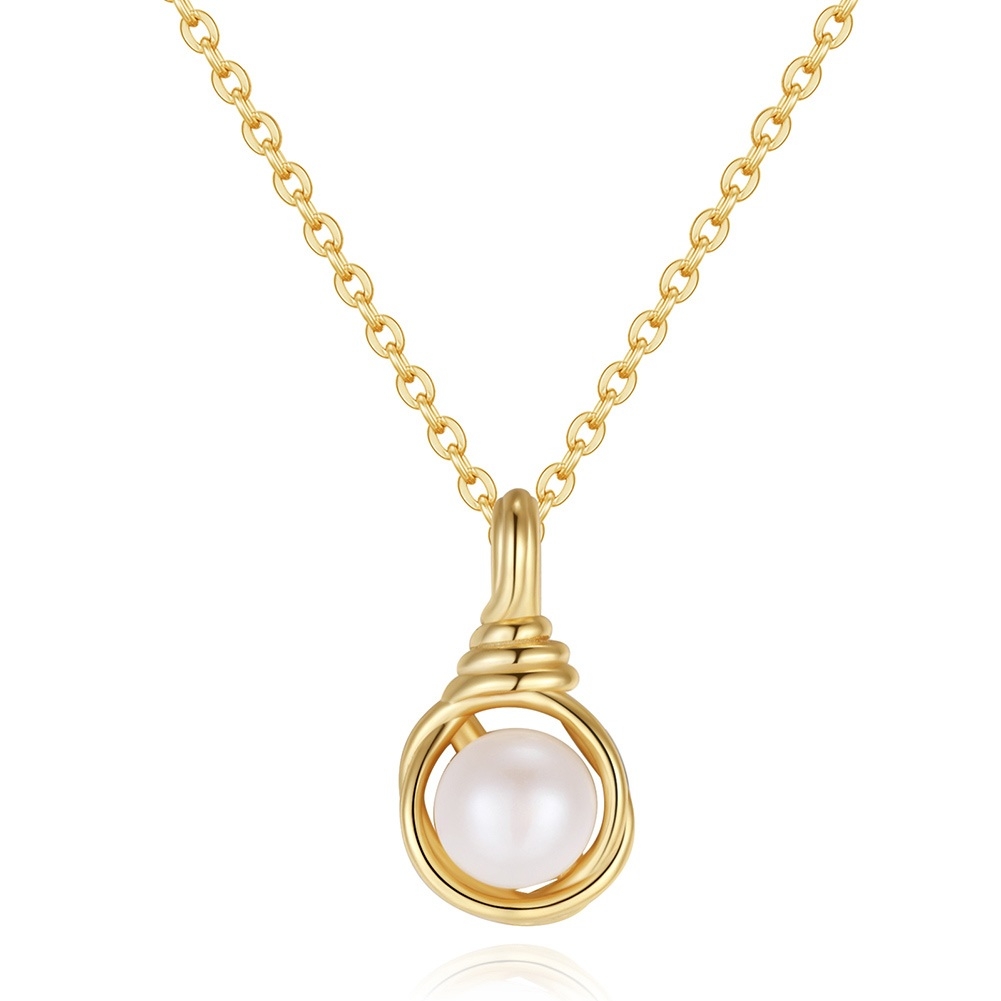 Lantisor argint 925, JW1546, model perla, placat cu aur