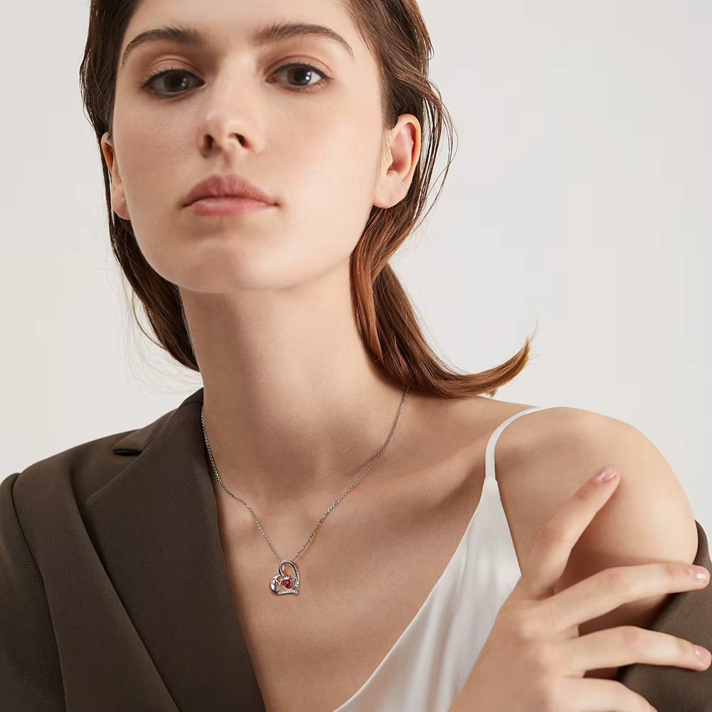 Lantisor argint 925, JW1698, model Mom, placat cu rodiu