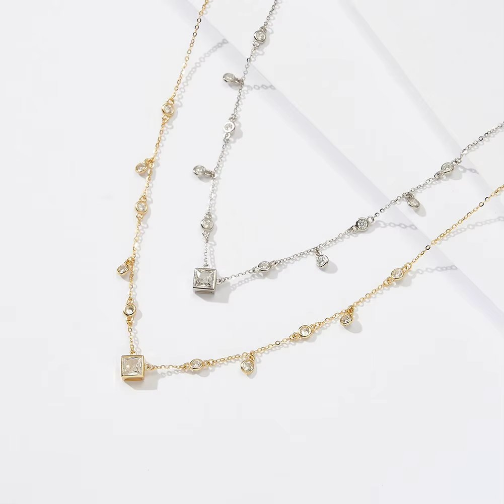 Lantisor argint 925, JW1764, model elegant, placat cu rodiu