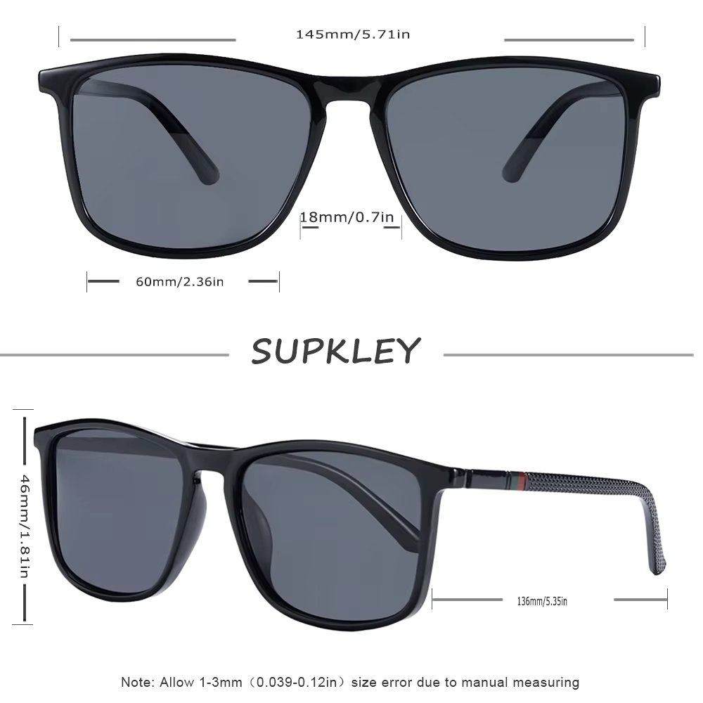 Ochelari de soare unisex, lentile oglindă, ramă pătrată neagră, albastru — imaginea 4