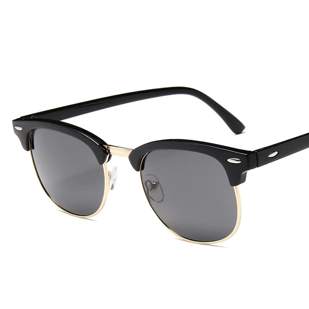 Ochelari de soare unisex, SG047, Negru/Auriu