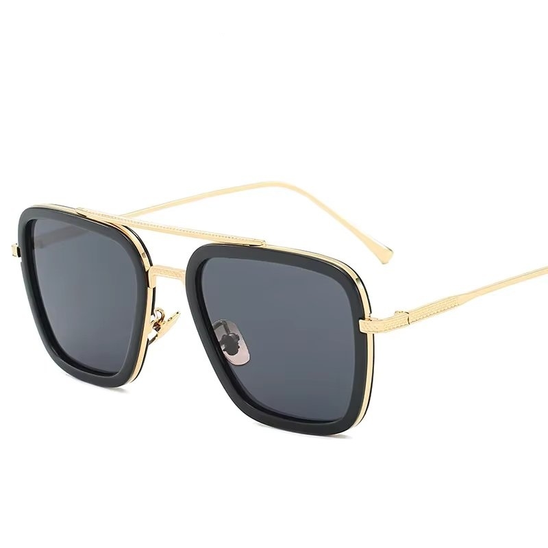Ochelari de soare unisex, SG164, Negru/Auriu