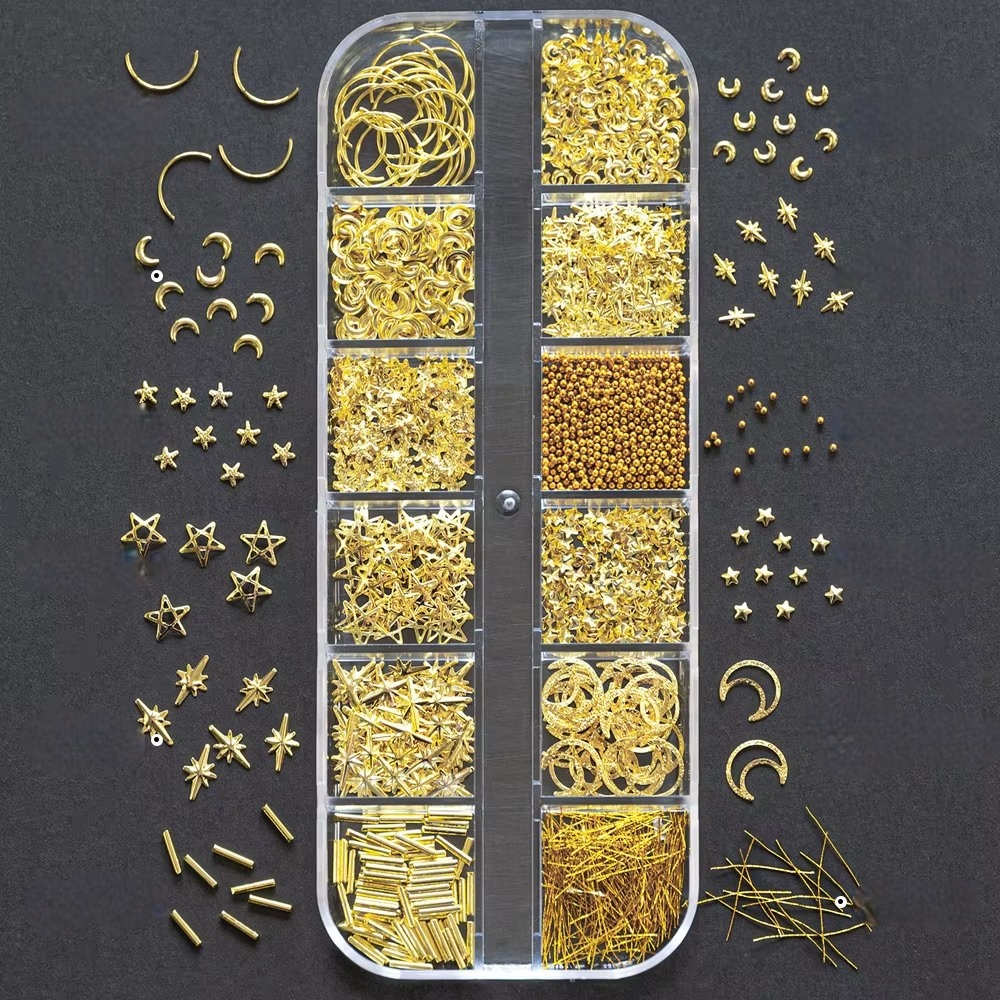 Ornamente unghii Marquise, RHINE04, Auriu